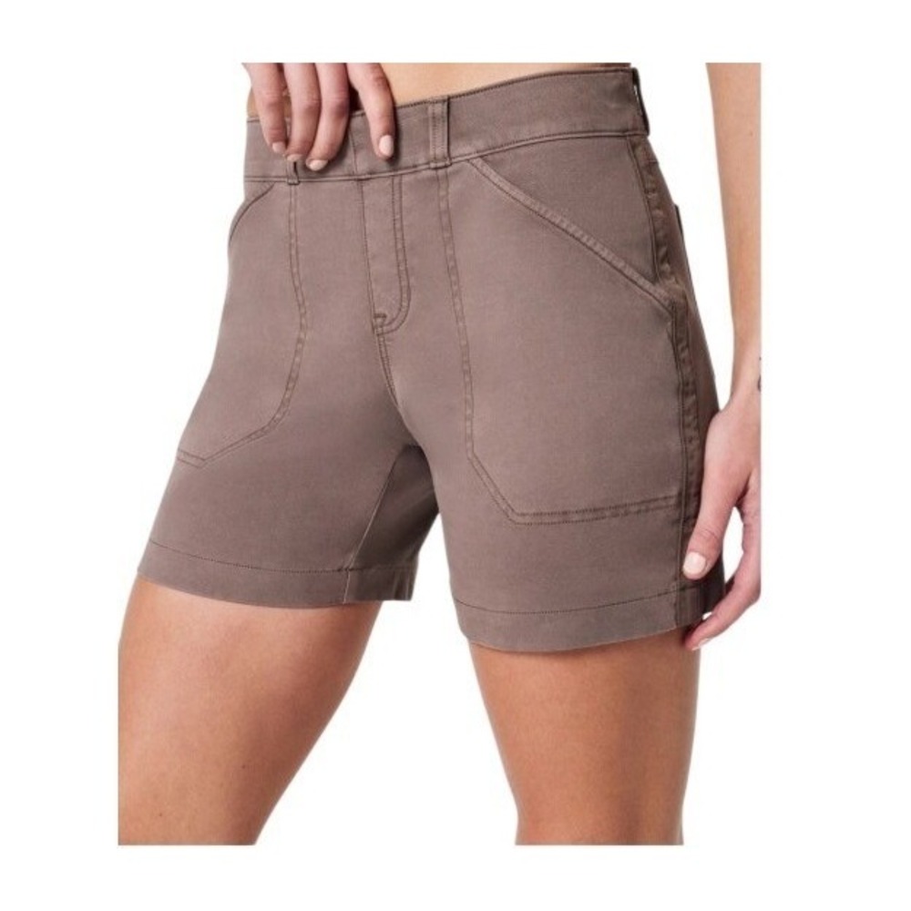 SPANX Womens XL Brown Stretch Twill Short Vintage Wash